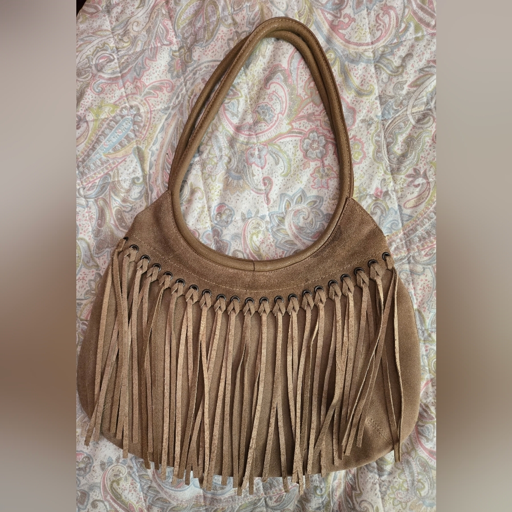 Tan Fringe Shoulder Bag